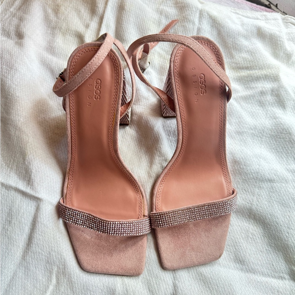 ASOS Pink Glitter Strap Heels